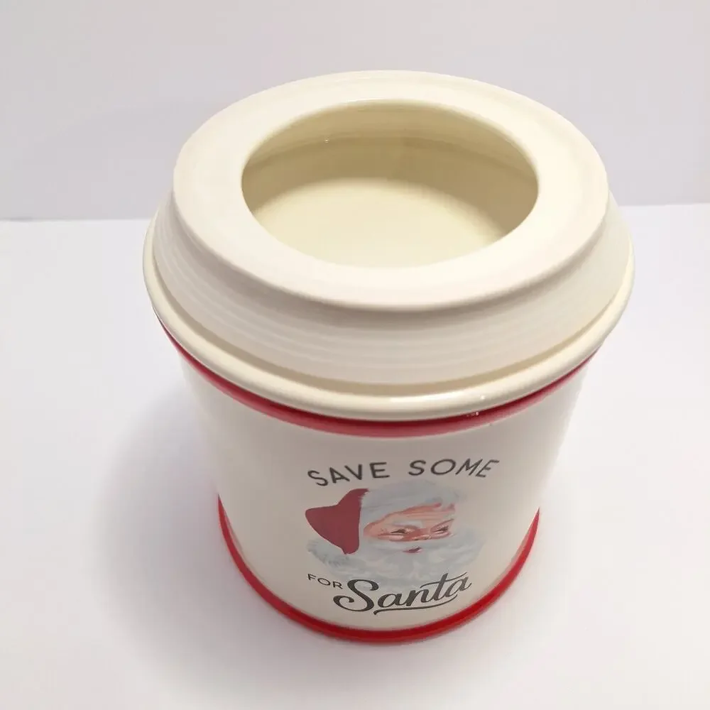 Hallmark Save Some For Santa Ceramic Cookie Jar Retro Christmas Treat Canister